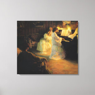 Ung flicka på ett piano, 1906 canvastryck