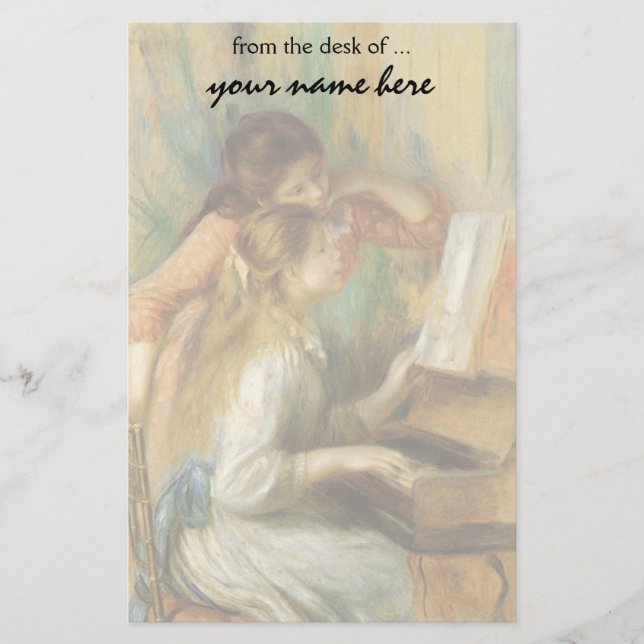 Ung flicka på pianot av Pierre Renoir Brevpapper (Framsida)