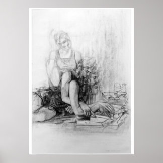 ung flicka som läser bok poster