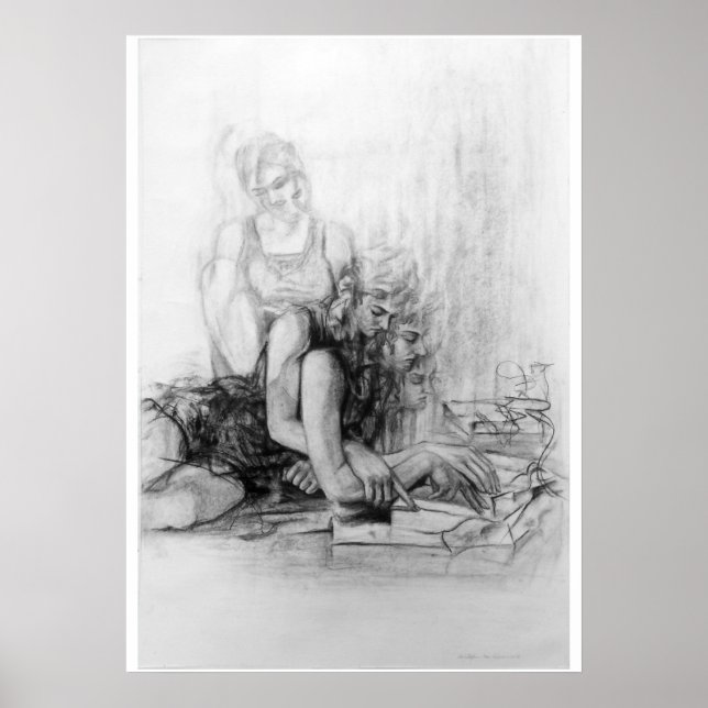 ung flicka som läser bok poster (Framsidan)
