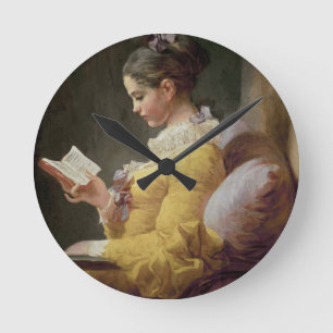 Ung flickaläsning, c.1776 rund klocka