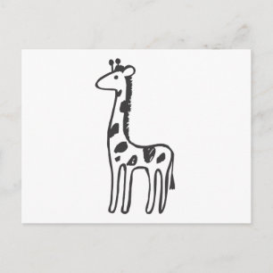 Ung giraff i svart-vit skiss vykort