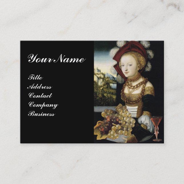 UNG GIRL,ANTIQUE VINEYARD GRAPES VIN TASTING VISITKORT (Framsida)