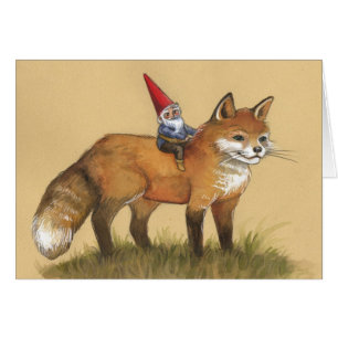 Ung Gnome och räv Hälsningskort