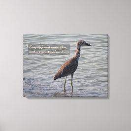 Ung Gult Crowned Heron Inspirational Quote Canvastryck