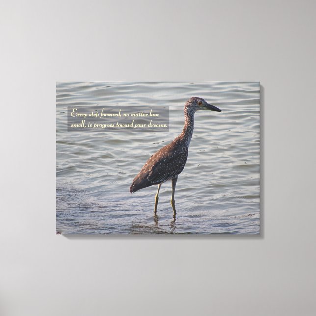 Ung Gult Crowned Heron Inspirational Quote Canvastryck (Framsida)