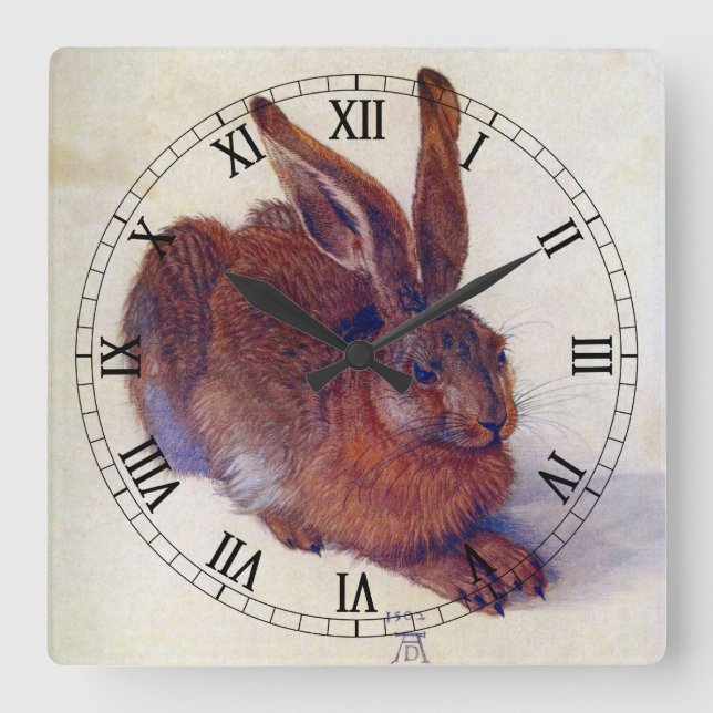 Ung hare av Albrecht Durer, renässansens finkonst Fyrkantig Klocka (Framsida)