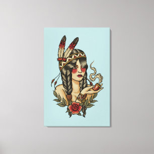 Ung indiankvinna canvastryck