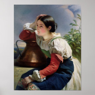 Ung italienare på brunnen, c.1833-34 poster