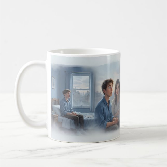 Ung kärleks resa från tvivel till glädje-mugg kaffemugg (Vänster)