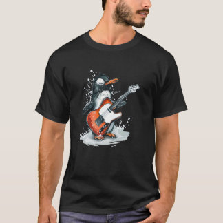 Ung kejsare Penguin Costume med Guitar T Shirt