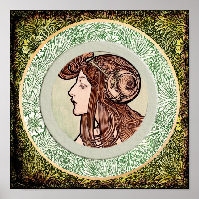 Ung kvinna av Alphonse Mucha Poster (Framsidan)
