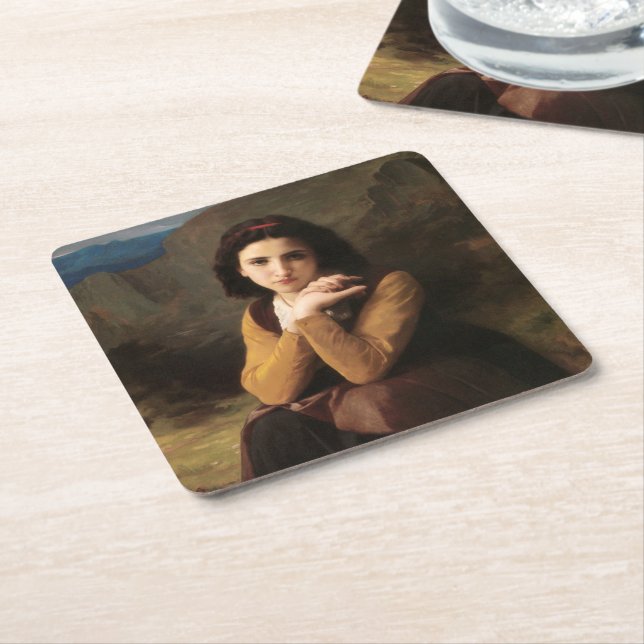 Ung kvinna av Bouguereau Underlägg Papper Kvadrat (Vinklad)
