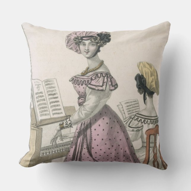 Ung kvinna i en rosa Organdieklänning som klippas Kudde (Framsida)