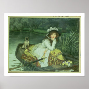 Ung kvinna i ett fartyg eller reflexioner, c.1870 poster