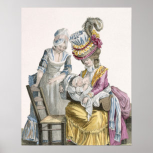 Ung kvinna i klänning la Levite" som Breastfeedin Poster