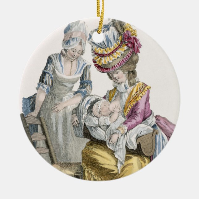 Ung kvinna i klänning la Levite" som Breastfeeding Julgransprydnad Keramik (Framsidan)