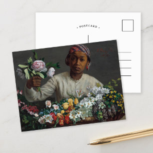 Ung kvinna med pioner Frédéric Bazille Vykort