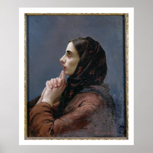 Ung kvinna på bönen, 1879 (olja på kanfas) poster