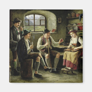 Ung kvinna som leker en Zither Magnet