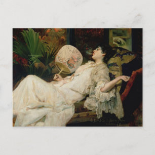 Ung kvinna som röker, 1894 vykort