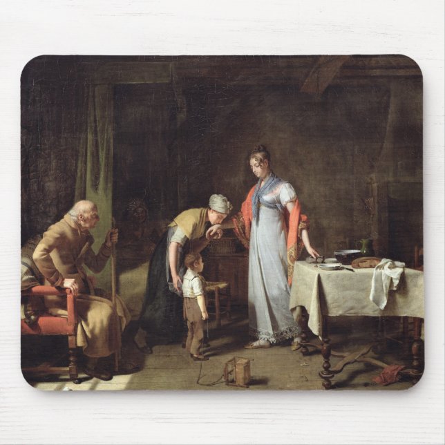 Ung kvinnaportion en olycklig familj musmatta (Framsidan)