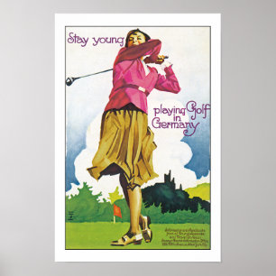 Ung leka golf för stag i Tyskland Poster