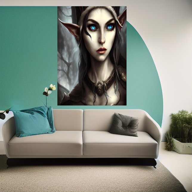 Ung lf (blåblå öga) | AI Art Poster (Skapare uppladdad)
