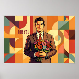 Ung man med bukett Bauhaus-konst Personlig Poster