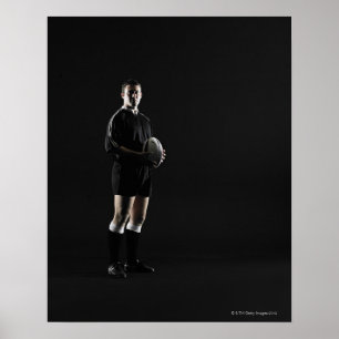 Ung man som håller rugby boll, porträtt poster