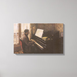 Ung man som spelar piano av Gustave Caillebotte Canvastryck