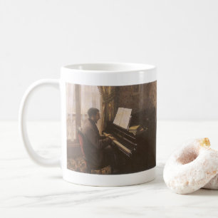 Ung man som spelar piano av Gustave Caillebotte Kaffemugg