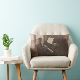 Ung man som spelar piano av Gustave Caillebotte Lumbarkudde