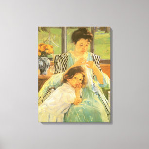 Ung mor som syr av Mary Cassatt Canvastryck
