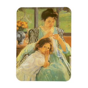 Ung mor som syr av Mary Cassatt Magnet