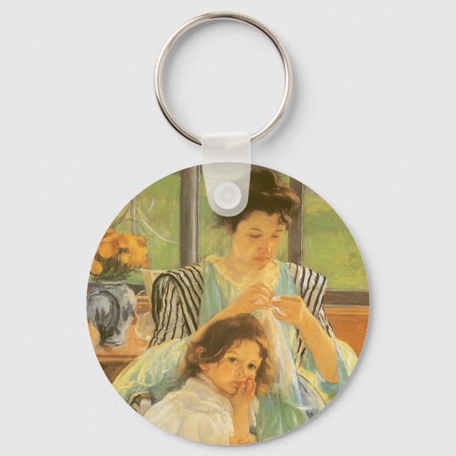 Ung mor som syr av Mary Cassatt Nyckelring (Framsida)