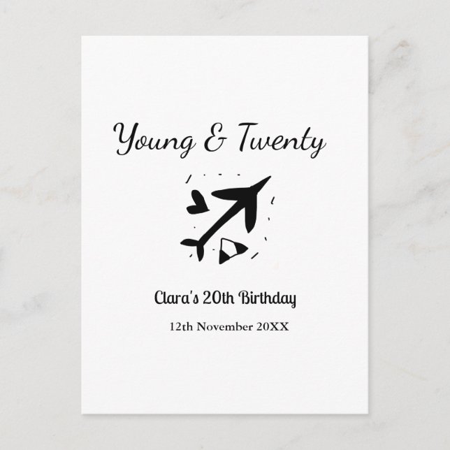 Ung och tjugo äventyrlslysten födelsedag lägg till vykort (Framsida)
