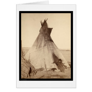 Ung Oglala indier utanför tipien SD 1891 Hälsningskort