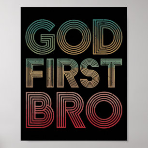 Ung Pojke Gud Först Bro Rolig Kristen Gud Broder Poster