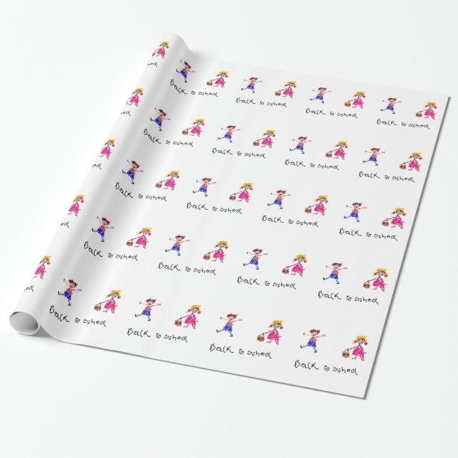 Ung pojke och flicka - back to school presentpapper (Utrullad)