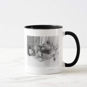 Ung pojke som kläs som Cowboy med leksaker Mugg