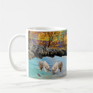 Ung Polar Bears Fishing, kaffe Mugg