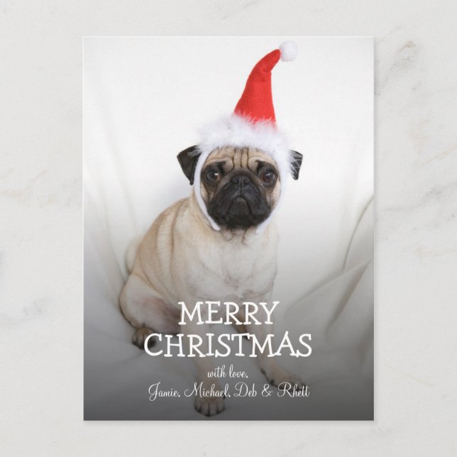 Ung pug med tomhatt helg vykort (Framsida)