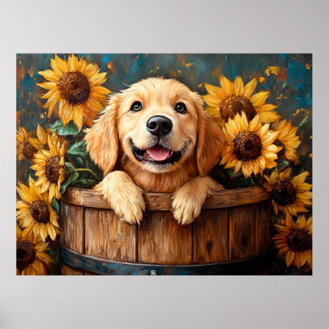 Ung Retriever i en tunna Poster (Framsidan)