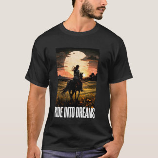 Ung ryttarinna och en häst. Rid in i drömmar. T Shirt