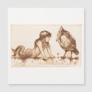 Ung Sjöjungfru och fågel, Frederick Church Etching