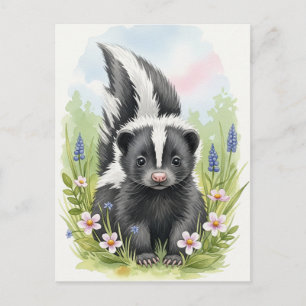 Ung Skunk Baby Vilda Djur Postkort Vykort