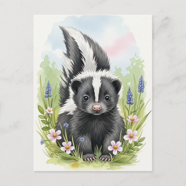 Ung Skunk Baby Vilda Djur Postkort Vykort (Framsida)