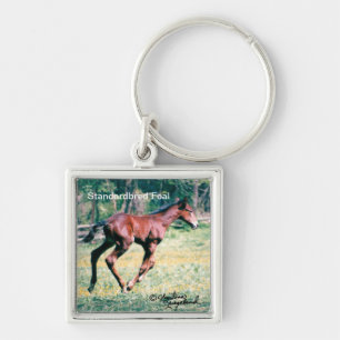 Ung standardavlad galloping-nyckelkedja fyrkantig silverfärgad nyckelring