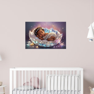 Ung Svart Prinsessa Nyfödd Babyflicka Barnkammar K Poster